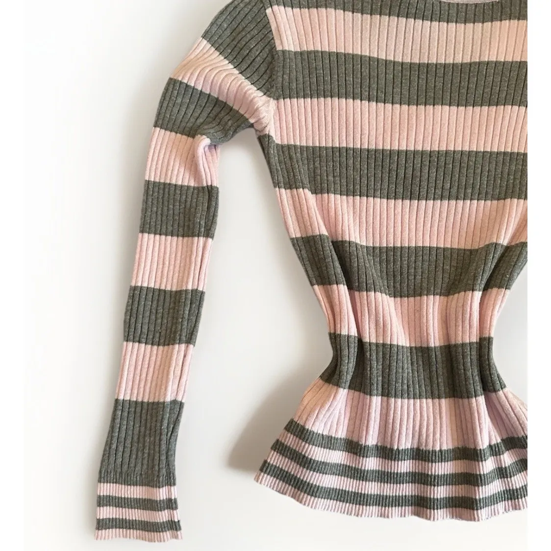 LEI Y2K Sweater Juniors XL Y2K 2000s Mall Ribbed Knit Elena Gilbert Pink Gray - Image 9