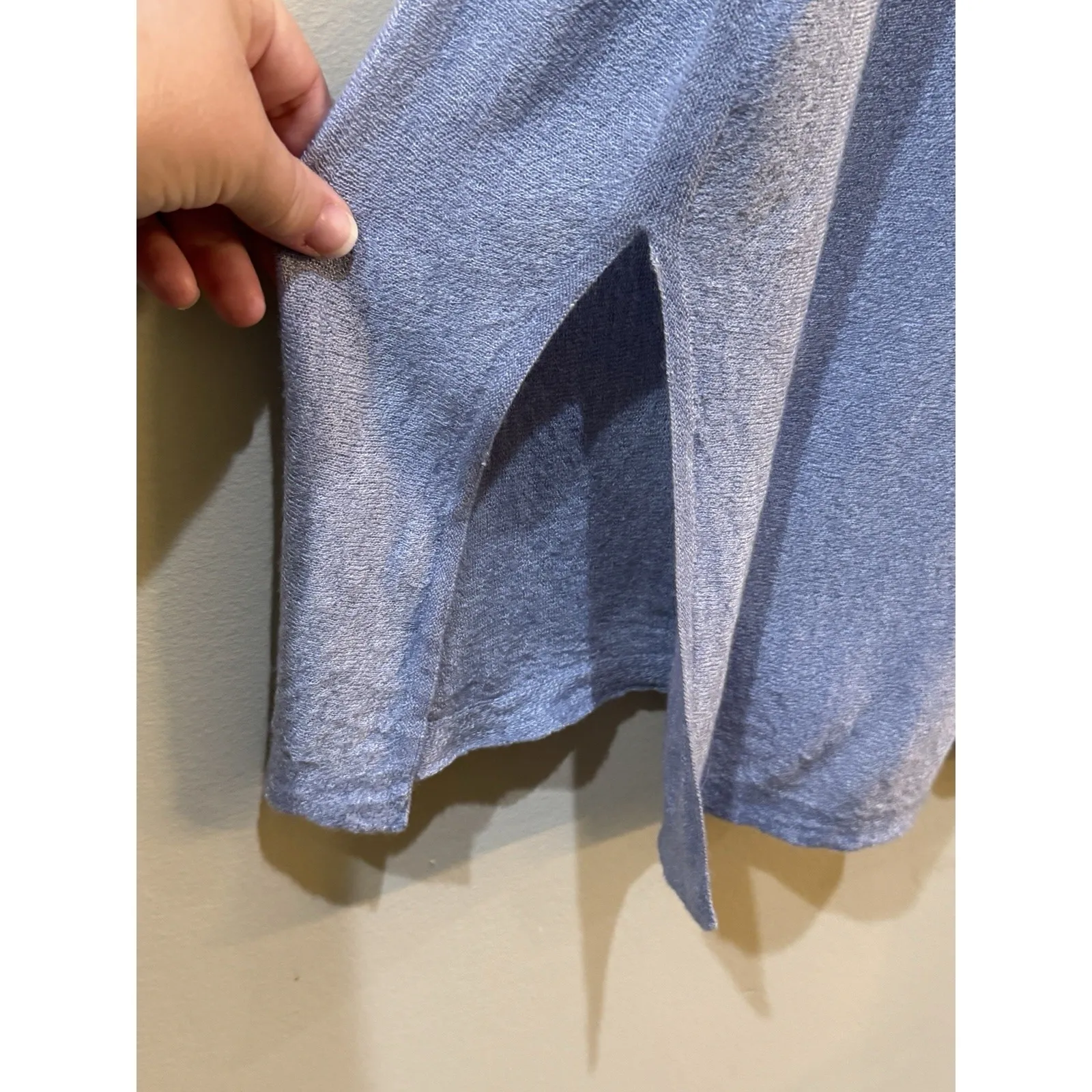 Eileen‎ Fisher Blue Lightweight Knit Sweater Poncho Size Large/XL Boxy Lagenlook - Image 5