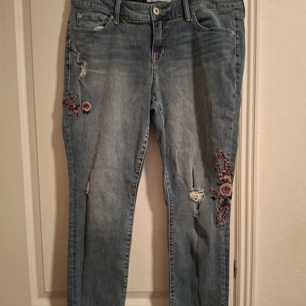 Torrid 16R  Blue Straight Leg Jeans with Floral Embroidery - Image 5