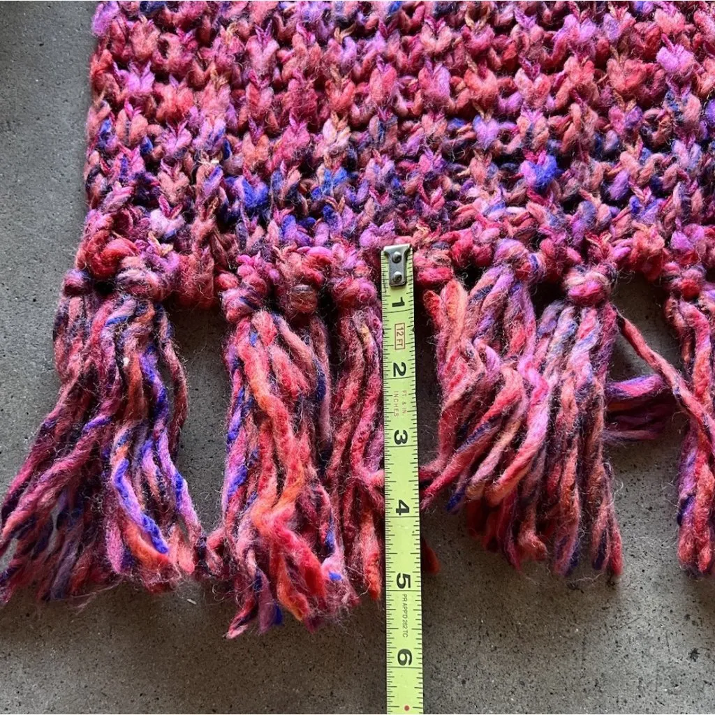 Free People Maroon Wool Soft Alpaca Mohair Chunky Loose Knit Oversized Scarf 89” - Image 7