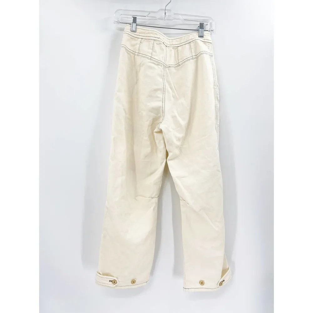Free People Misty Road Wide Leg Cotton Pants in Ecru White Size 0 - Image 38