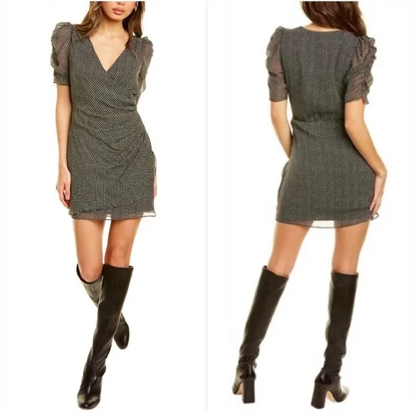 BAILEY 44 Black Star Print Faux Wrap Mini Dress - Image 2