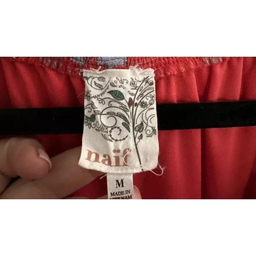 Naif Women Mini Sheer Shift Dress‎ Medium Floral Spring Cottagecore Comfort Blue - Image 4