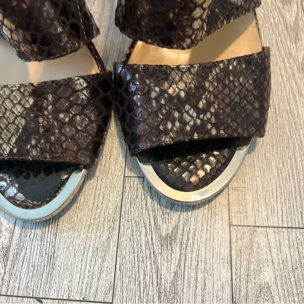 Jessica Simpson  Elsbeth Silver/Bronze Open Toe Heels US 8 M Metallic - Image 9