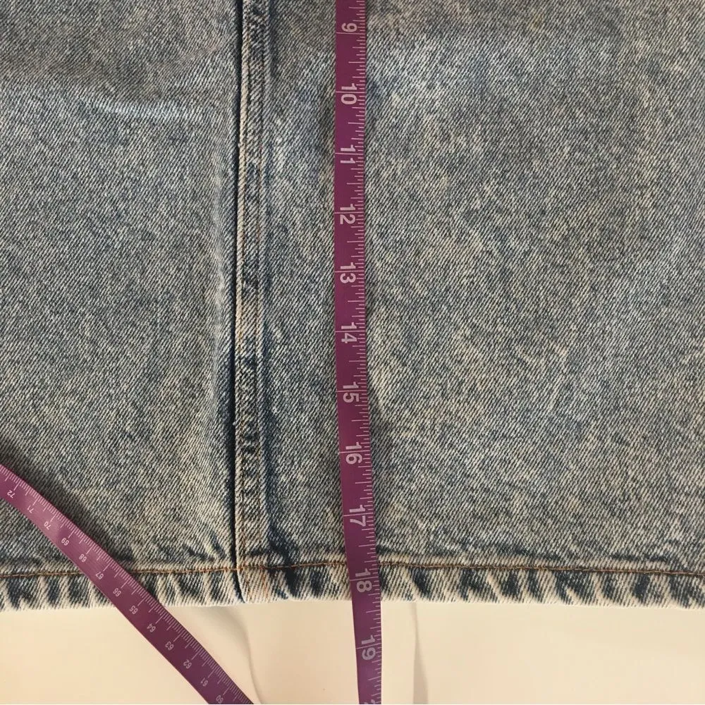 Vintage No Excuses Light Blue Acid Wash Denim Mini Skirt Size 3 GUC - Image 8