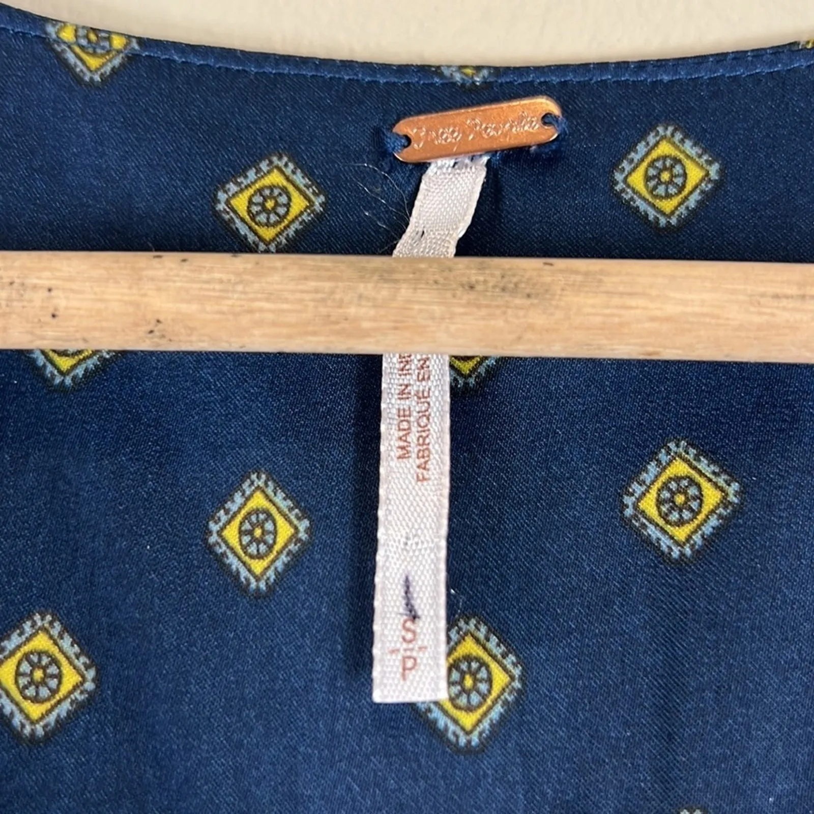 Free People Starry Dreams Tie Front Top Womens S Blue Cottagecore French Girl - Image 9