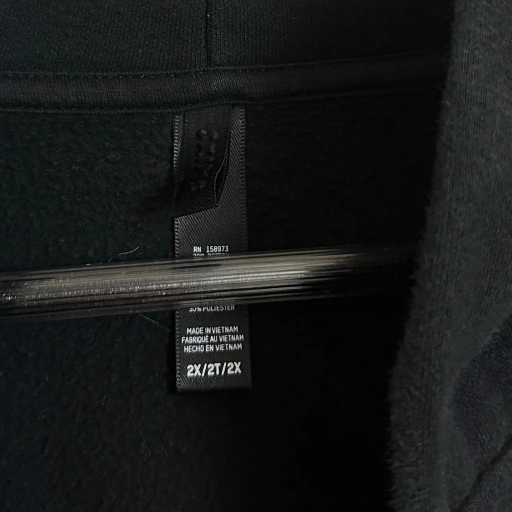 SKIMS Cotton Fleece Blend Classic Zip-Up Hoodie in Onyx Black Size 2X - Image 5