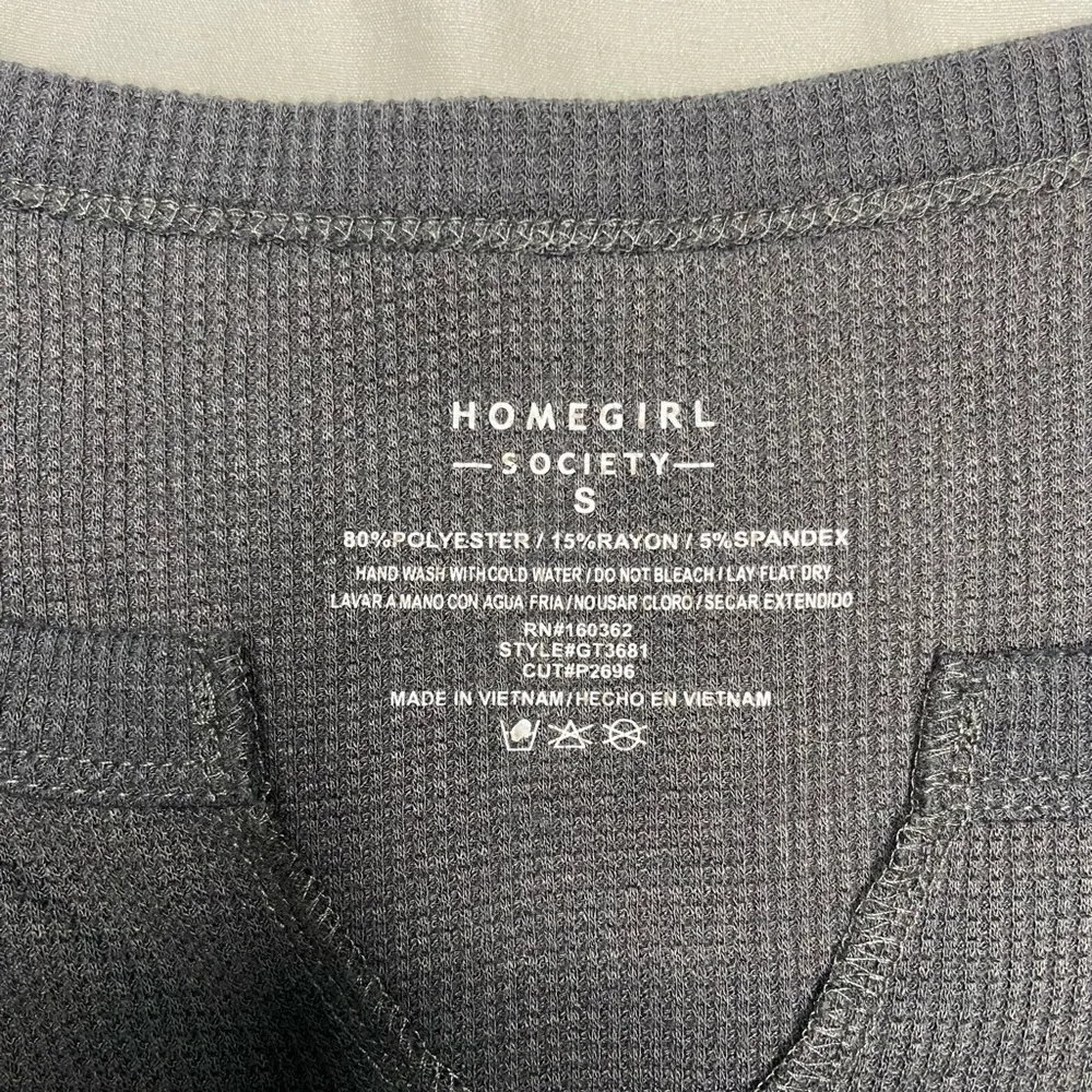 Dark Grey Cropped Long Sleeve Top Gray - Image 3