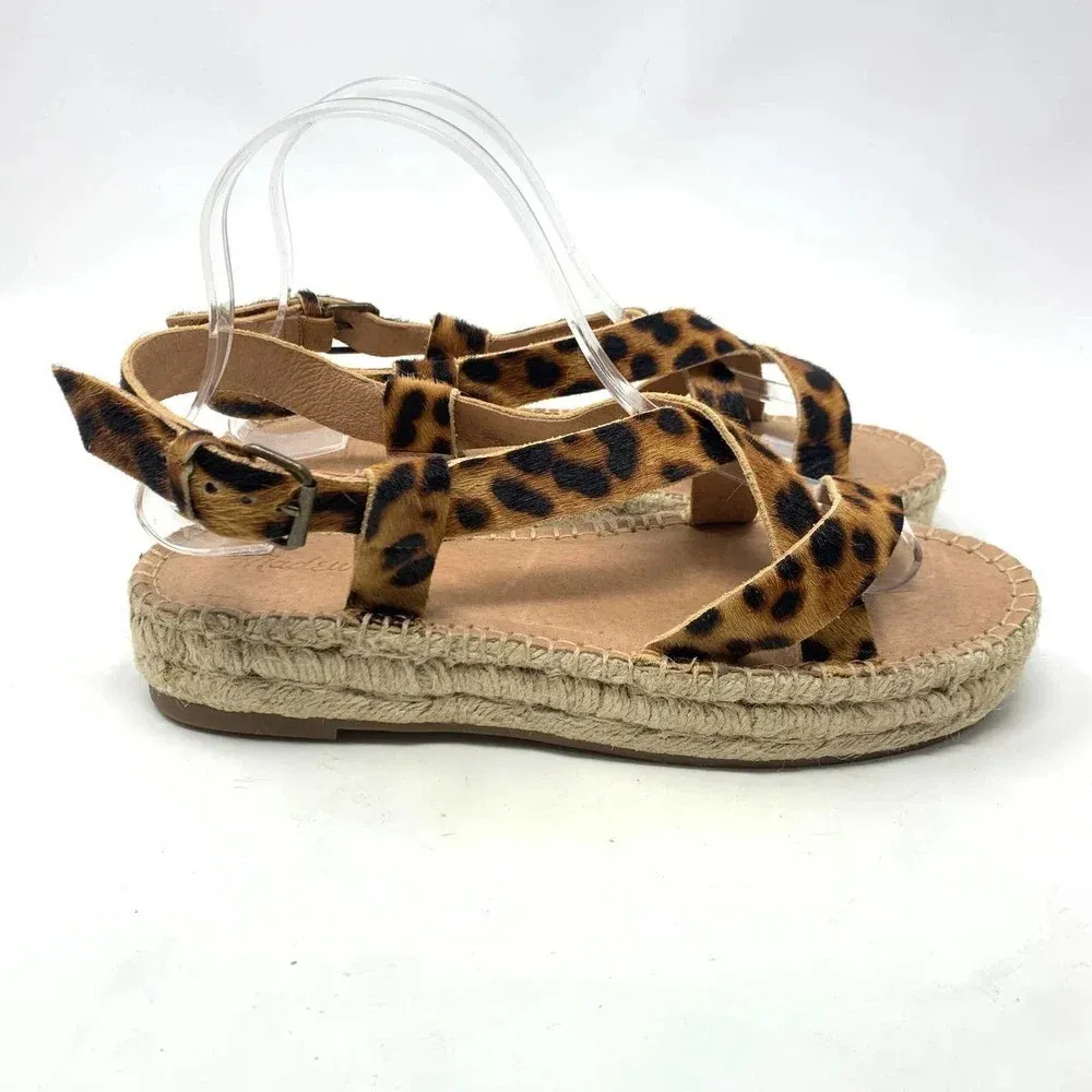Madewell The Malia‎ Espadrille Sandal in Leopard Calf Hair Size US 8 - Image 7