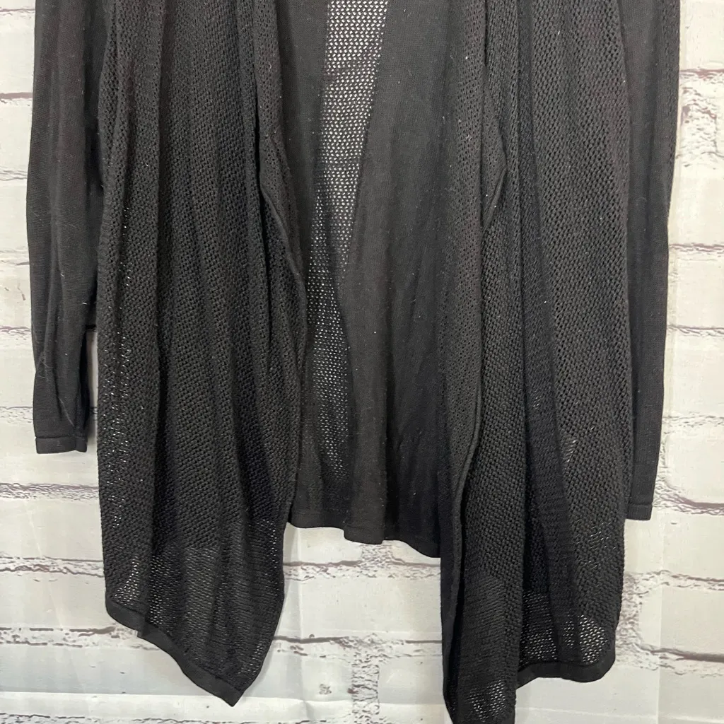 August Silk Black Cardigan Sweater with Waterfall Open Front Sz S Lightweight - Image 3