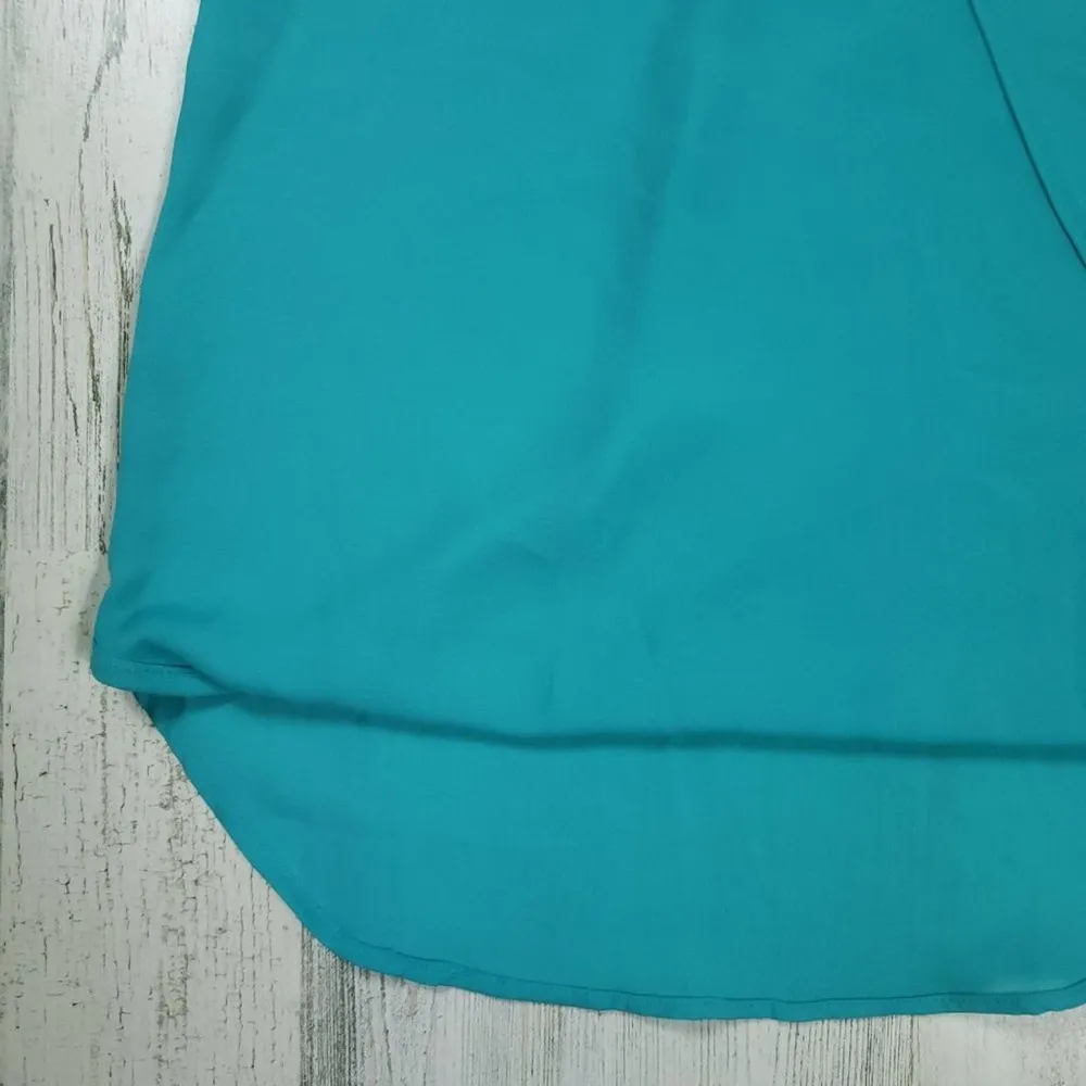 Lily White Faux Wrap Teal Blue High Low Racerback Tank Top Women's Size XS - Image 2