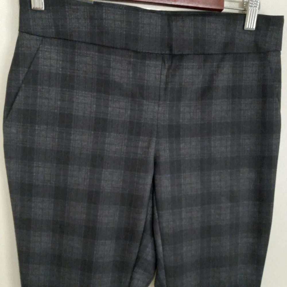 Hilary Radley S Sits at the Waist Slim Leg Plaid Pants Workwear in Black Gray - Image 3