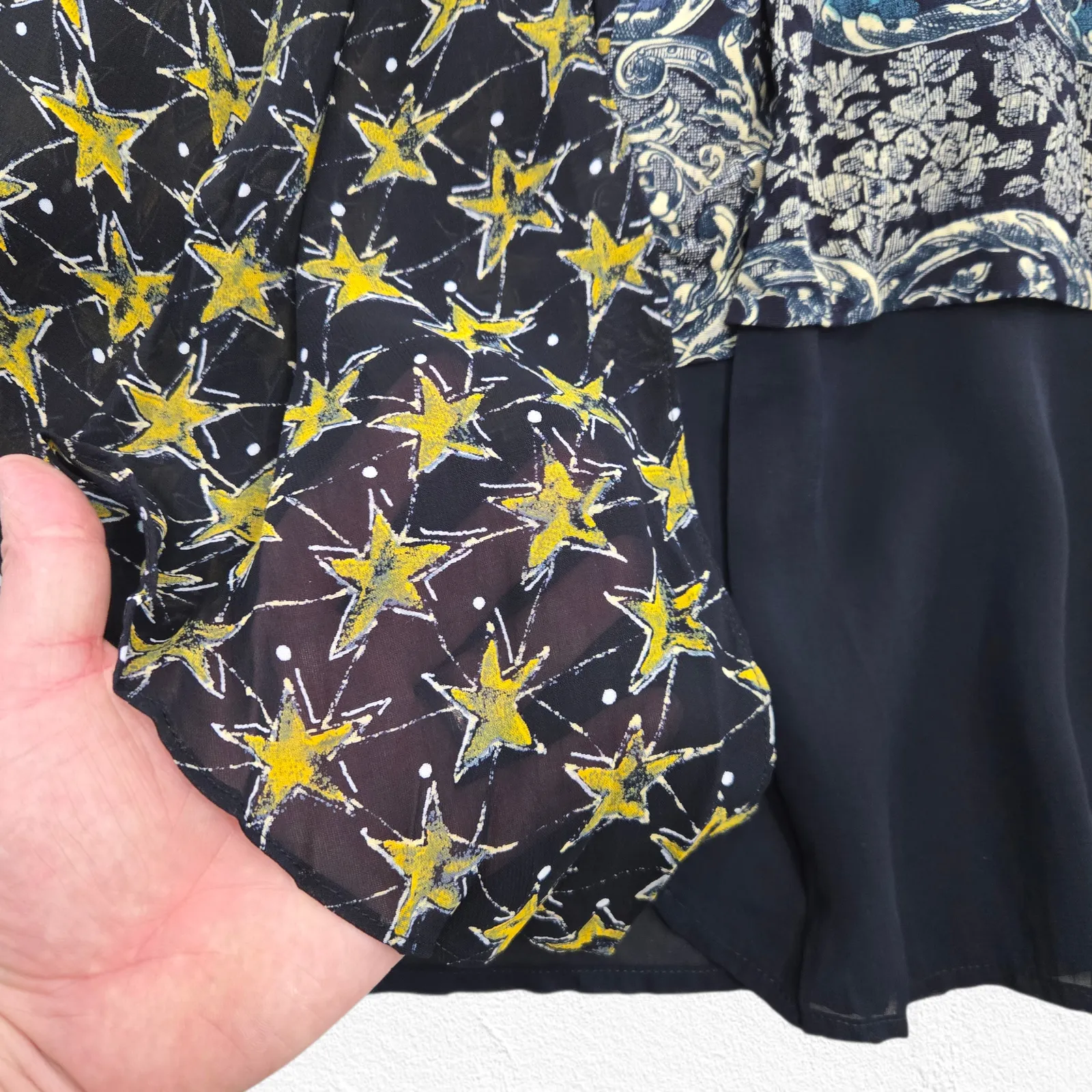 Vintage 90s Carole Little Art Print Kimono Jacket Open Front Cardigan Size 10 Black - Image 4