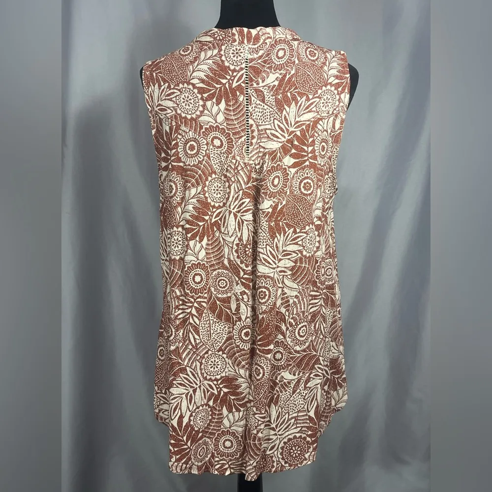 Women's Nostalgia V Neck Sleeveless Shirt Blouse Tank Top Rust Copper Sz L NWOT Size L - Image 2