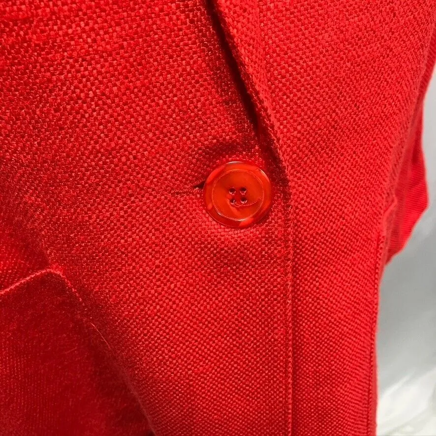 Vintage 80's Cortland Collection Rayon Linen‎ Blazer Womens 6 USA Orange Red - Image 4