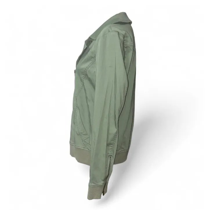 Volcom Women Olive Green Moto Jacket Asymmetrical Zip Bomber Style XL TG - Image 2