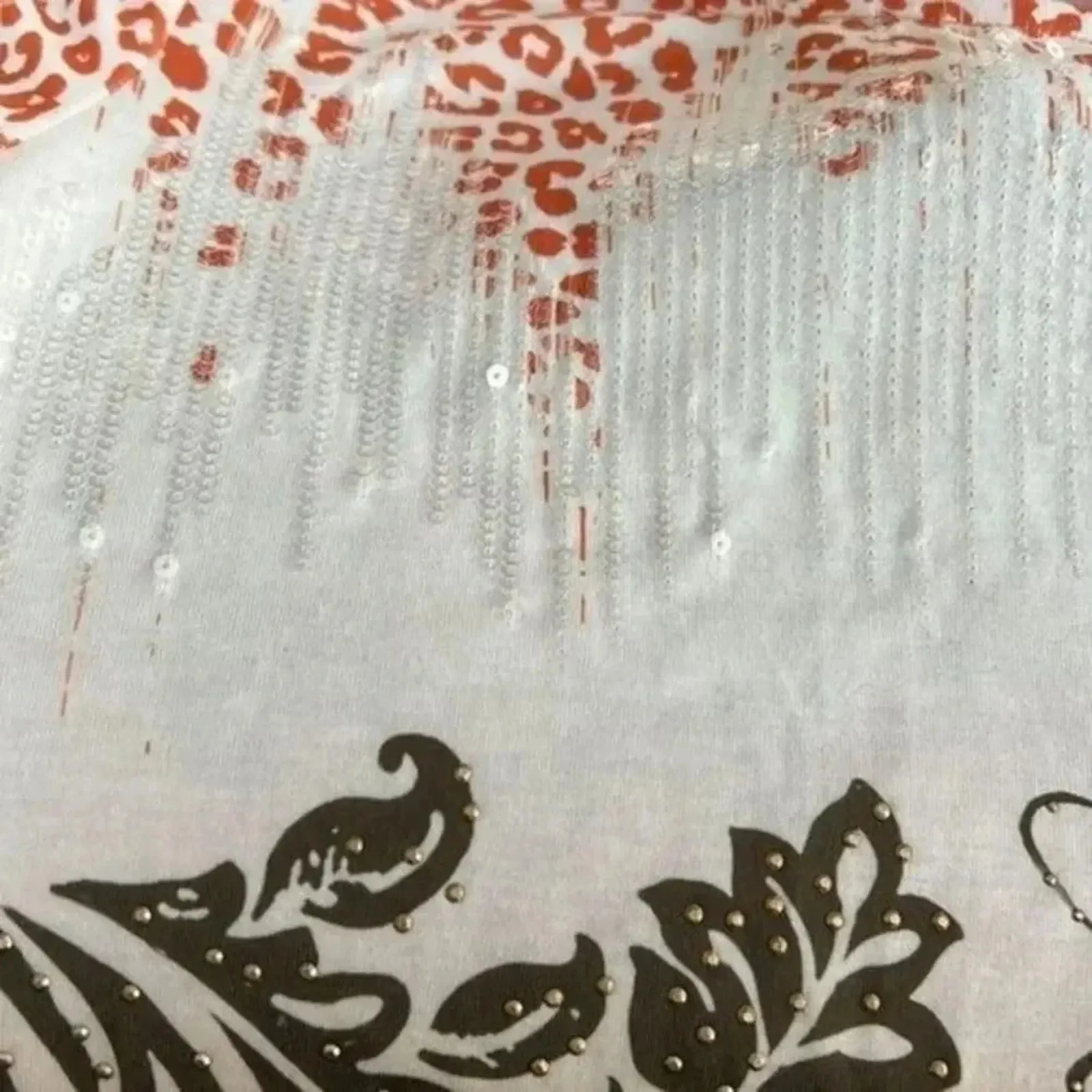 CHICO’S SEQUINS SHIRT‎ Size Small Orange - Image 4