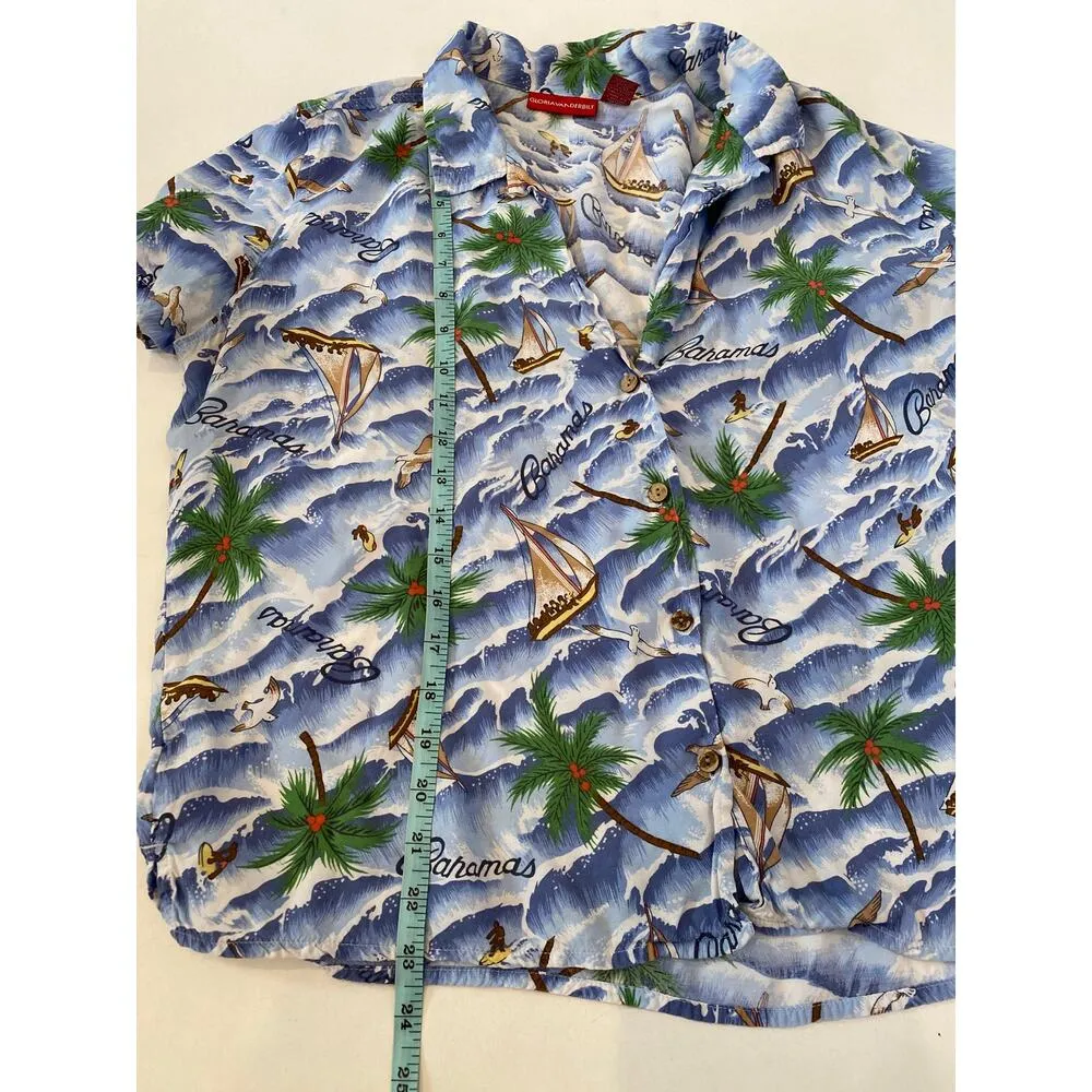 Gloria Vanderbilt Bahamas Tropical Short Sleeve Button Down Shirt Sz Lg Rayon - Image 11