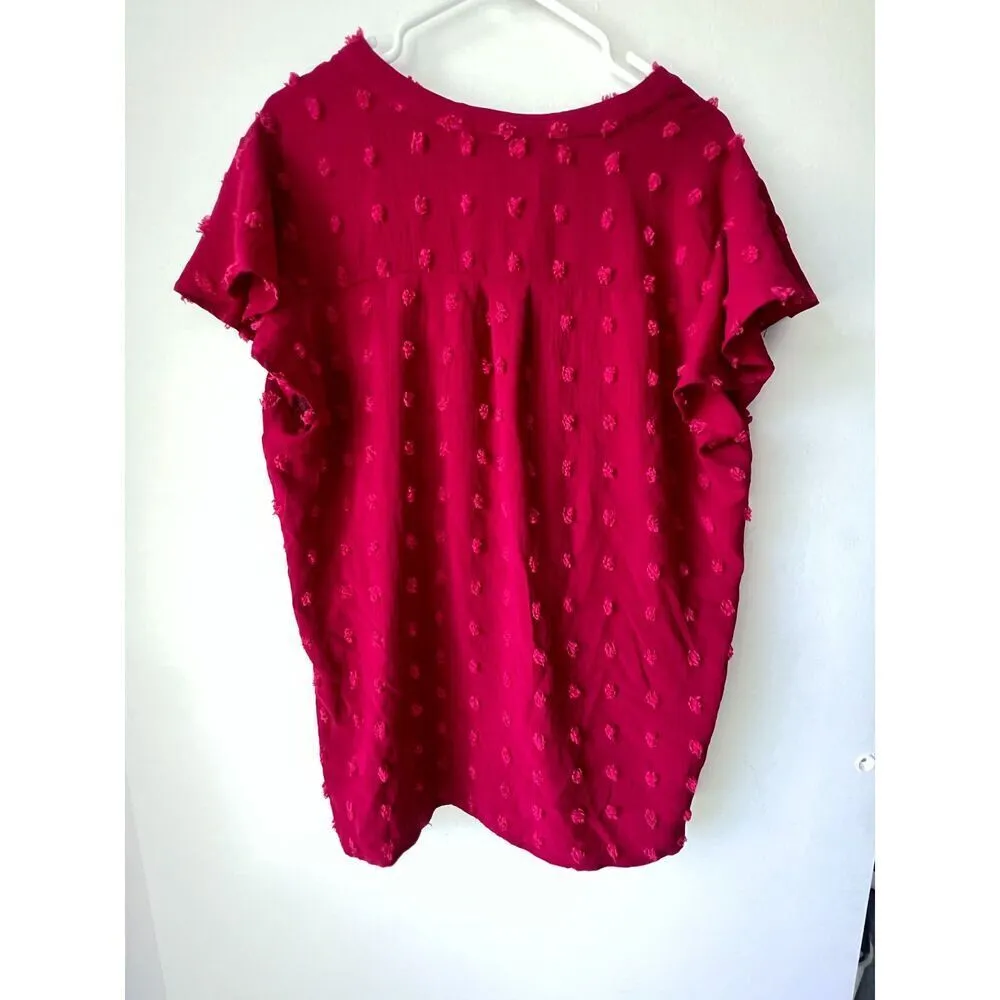 Womens short sleeve red v neck casual holidays casual party comfortable size XL. - Image 6