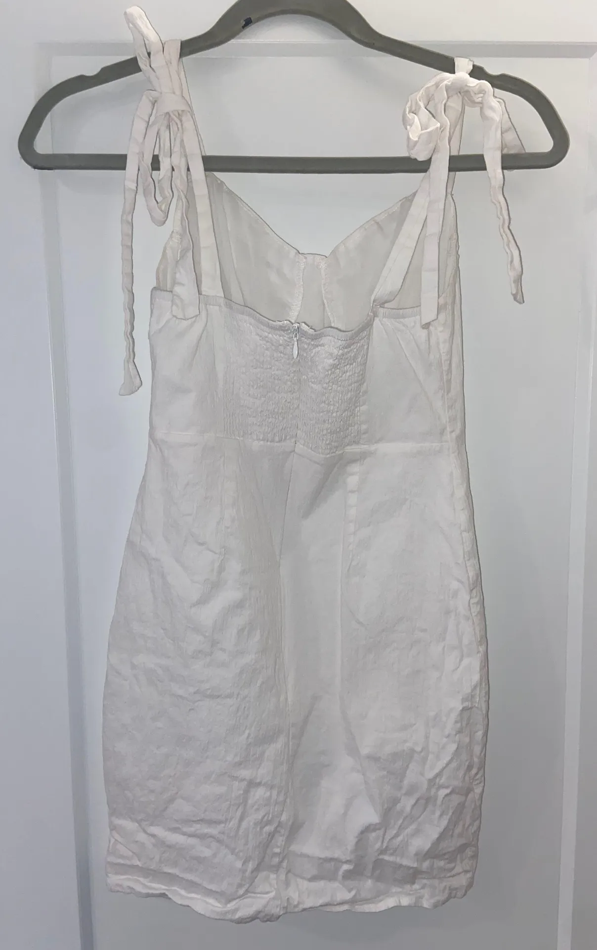 White Tie Shoulder Mini Dress - Image 2