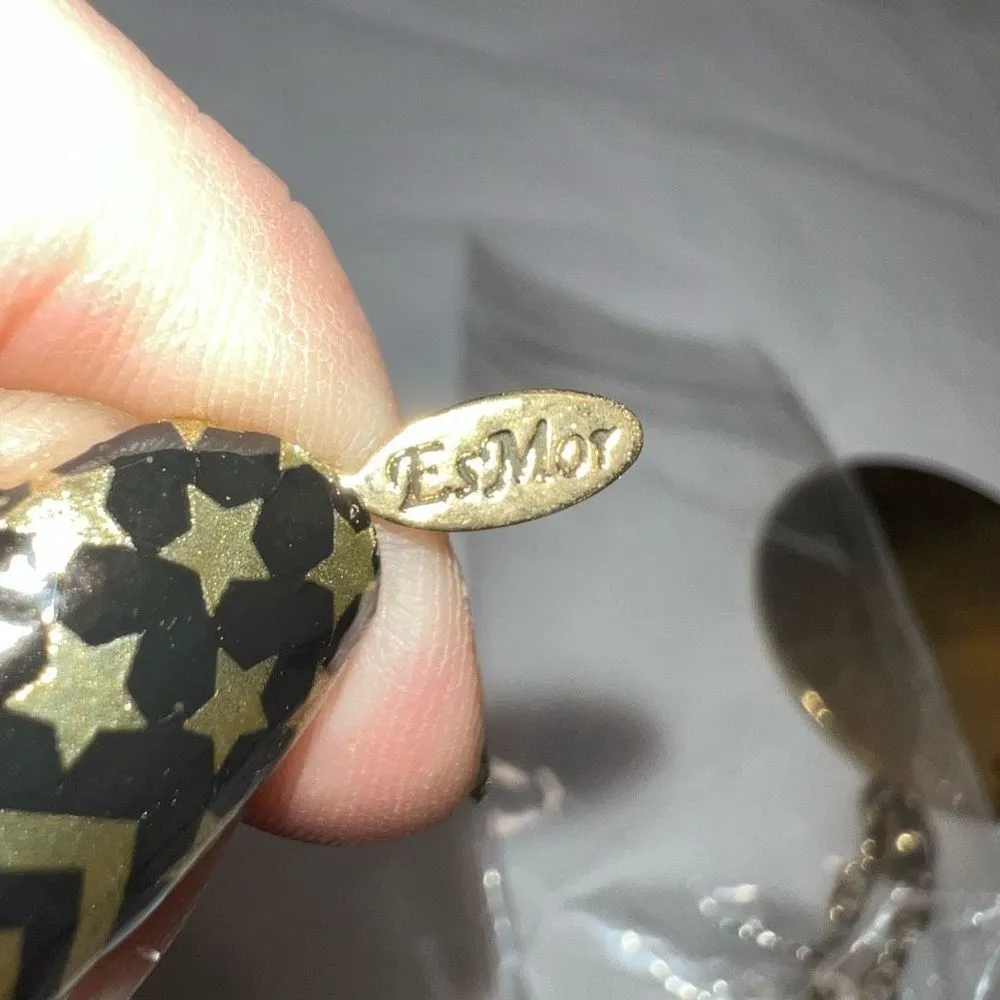 Vintage‎ EsMor Rhinestone Spectacled Funky Lady Pendant Green - Image 6