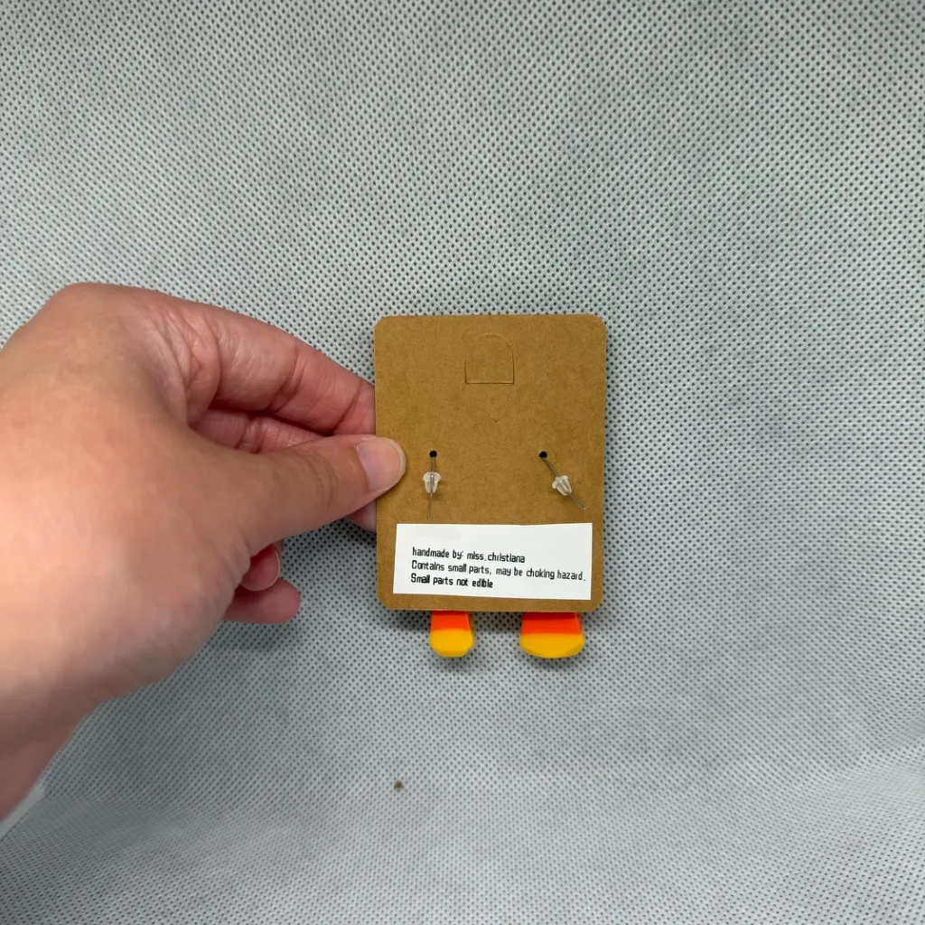 Handmade Candy Corn Earrings Orange - Image 2