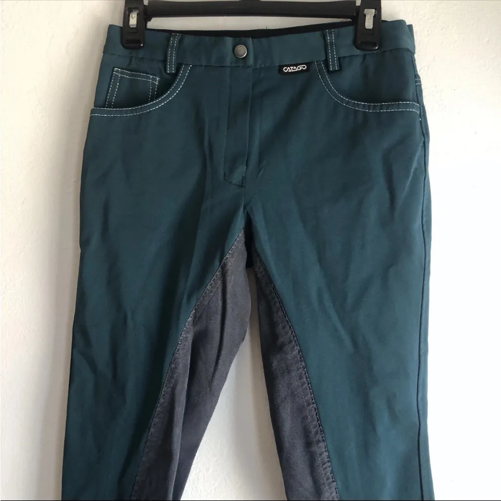 Catago Equestrian Riding Breeches Size 76/38 Green Full Seat Horse Riding Pants - Image 2