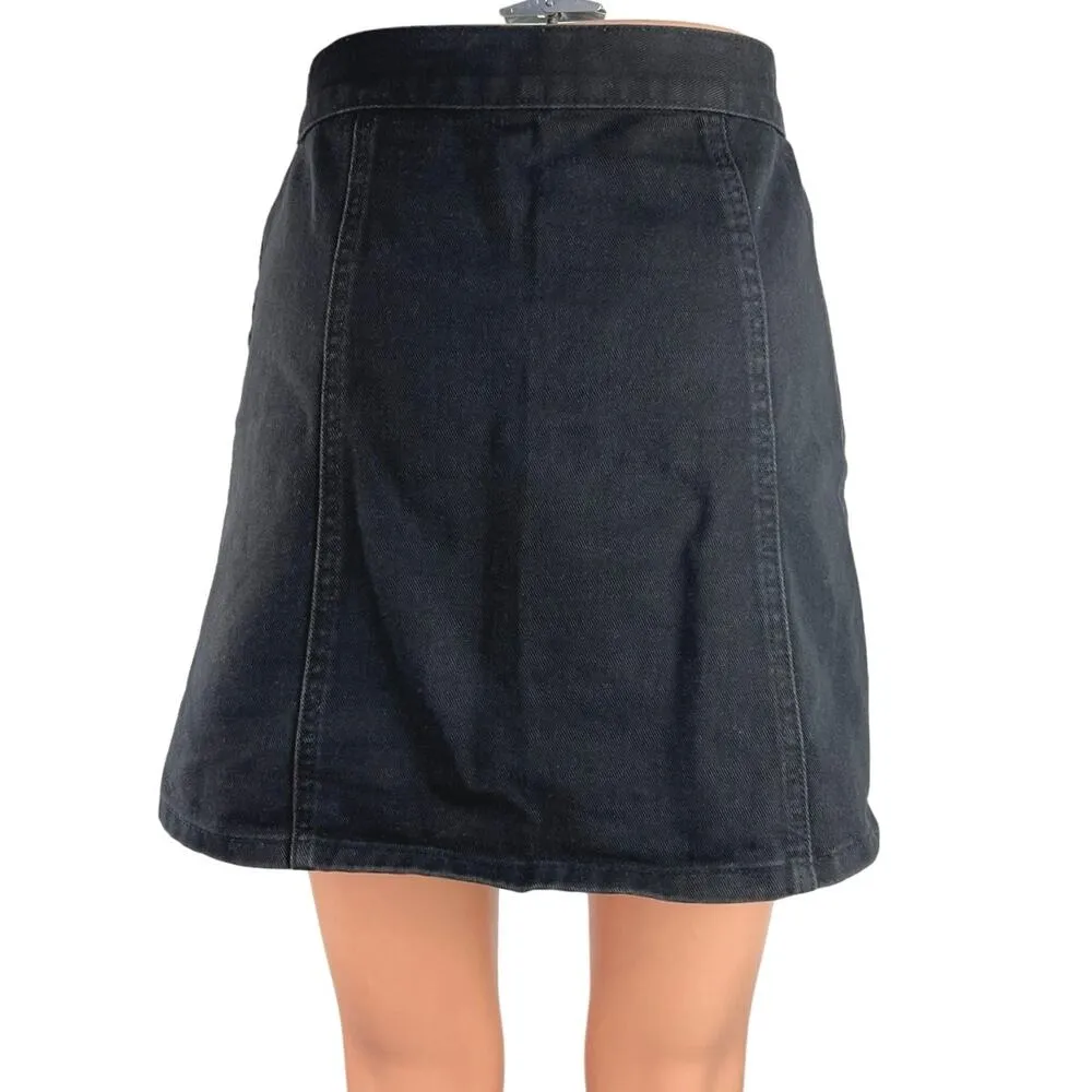 Urban Outfitters BDG Women's Black Denim Button Front Casual Mini Skirt Size XS - Image 3