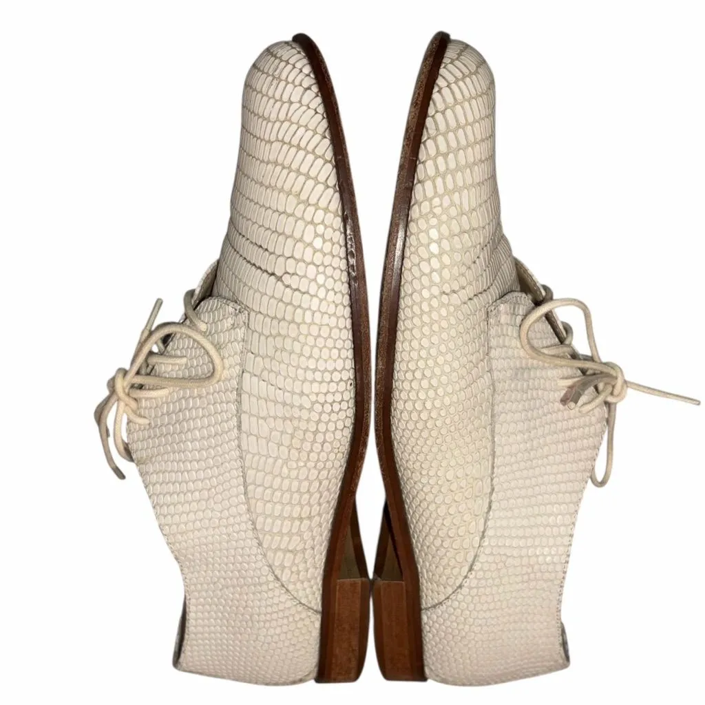 Diane Von Furstenberg White Lizard Ziggy Lace Up Oxford Loafers Shoes size 9.5 - Image 8