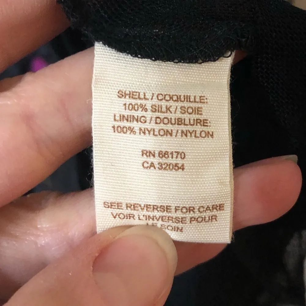 Free People Black Floral V-Neck Knee Length Silk Dress - XS - Image 8