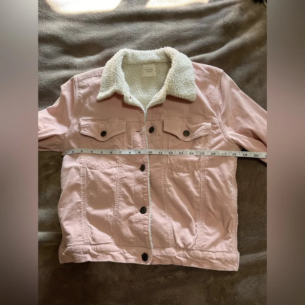 HARPER HERITAGE Corduroy Sherpa Pink Ivory Button Down Coat Jacket Sz S EUC - Image 5