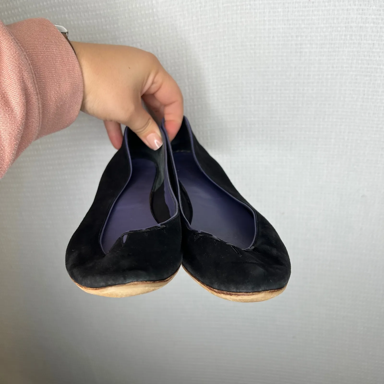 Barneys New York Black Suede Ballet Flats Women's Made in Italy Size 37‎ - Image 4