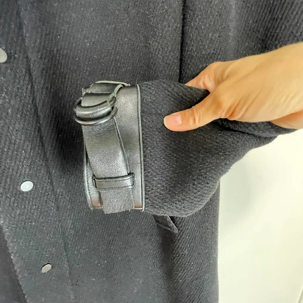 Vince Wool Blend with Lamb Leather Coat Stand Up Collar Size 6 - Image 5