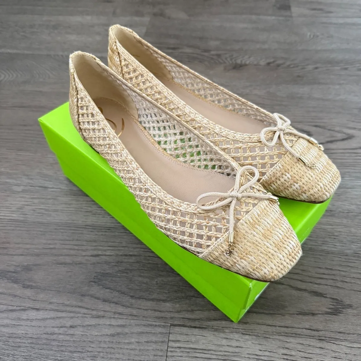 Sam Edelman May Ballet Flat - Size 10 -‎ Dark Natural Raffia Weave - NWB - Image 6