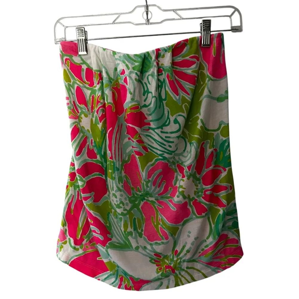 Lilly Pulitzer Tyra Flamingo Pink Don’t Give A Cluck Strapless Top X1 - Image 2