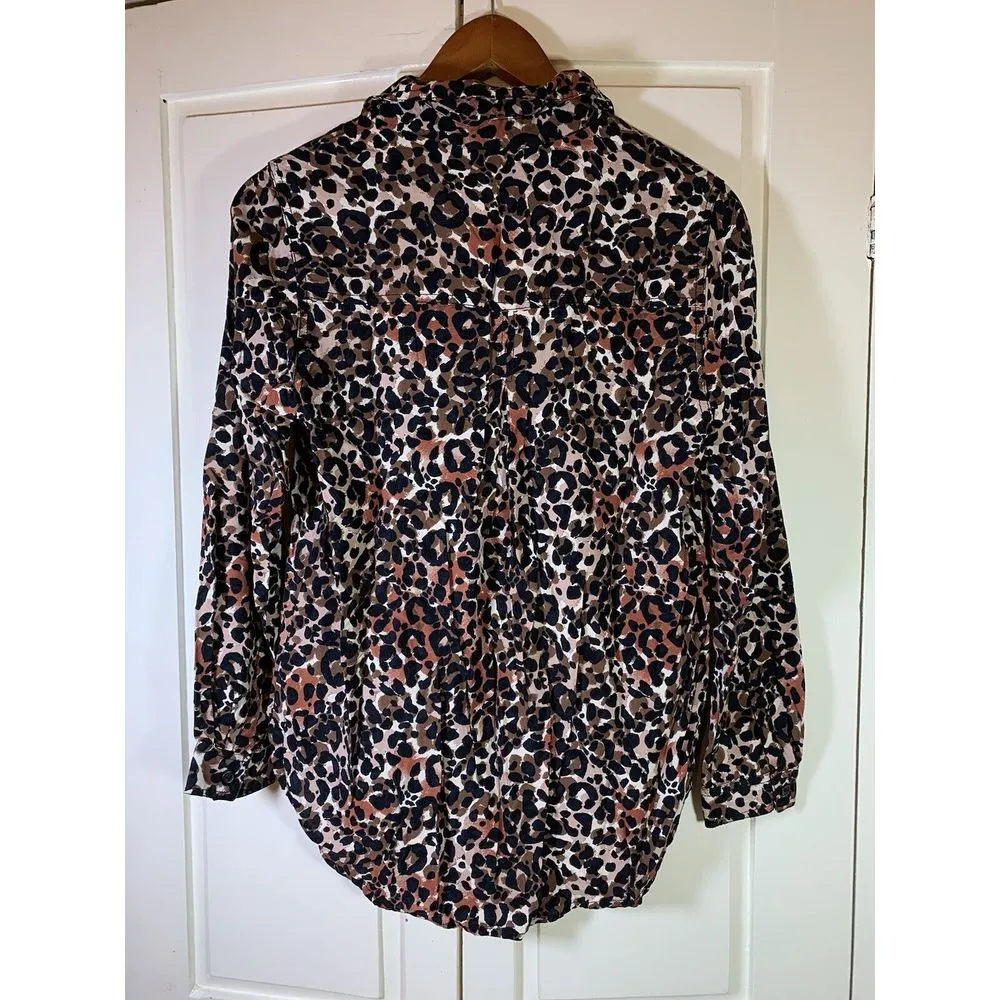 Beach Lunch Lounge Leopard Print Blouse Womens Medium Animal‎ Cheetah Mob Wife - Image 3
