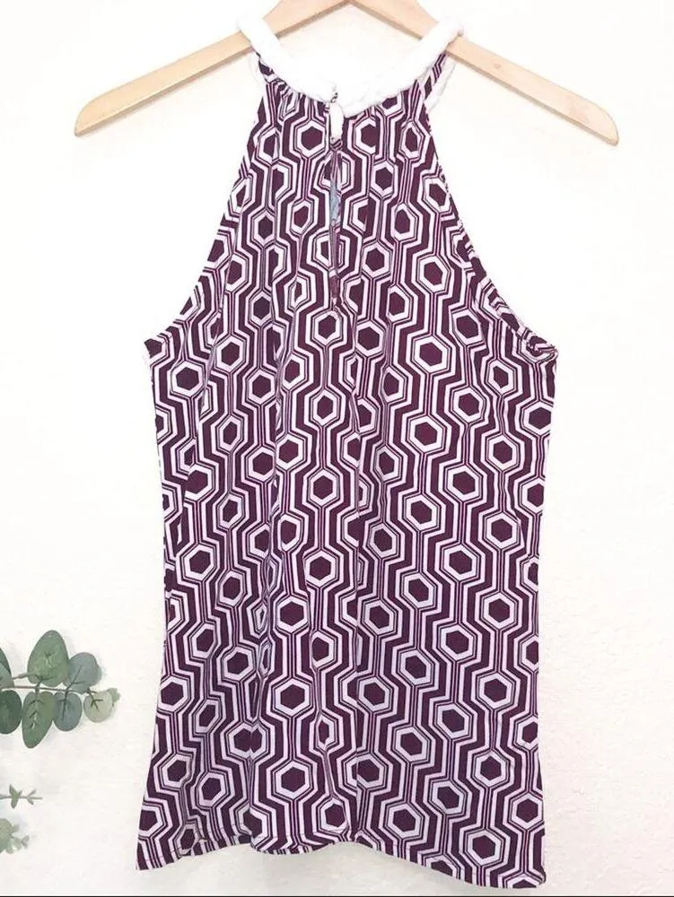 NEW Escapada Purple Geo Halter Top Preppy Resortwear Vacation Rope Nautical - Image 4