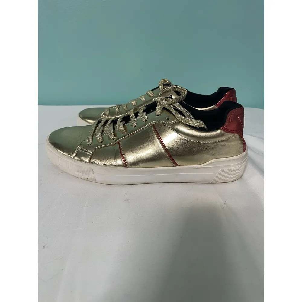 Aldo Metallic Rose Gold Lace Up Women's Designer‎ Sneakers US Size 7 S-437 - Image 4