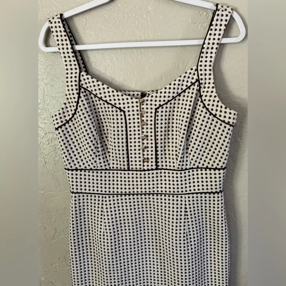 Antonio Melani Dress Womens 8 Sleeveless Ivory Brown Dots Fully Lined Sheath - Image 3