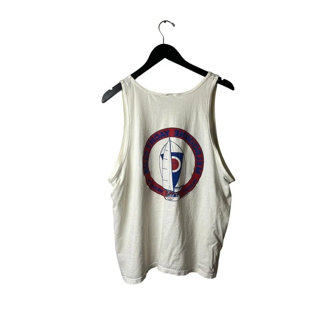 Distressed Vintage Melbourne Yacht Club Tank Top White Extra Large XL Graphic - Image 3