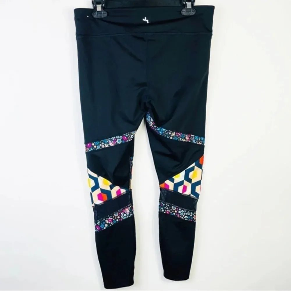Joy Lab Black Floral Mesh‎ Athletic Leggings Size L - Image 4