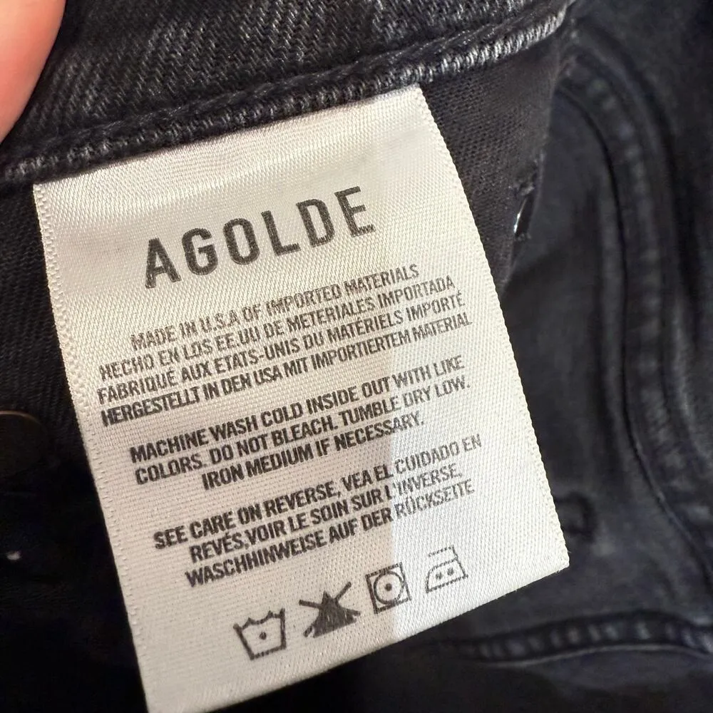 AGOLDE Black Washed Pinch Waist High Rise Skinny Jeans Sz 26 - Image 8