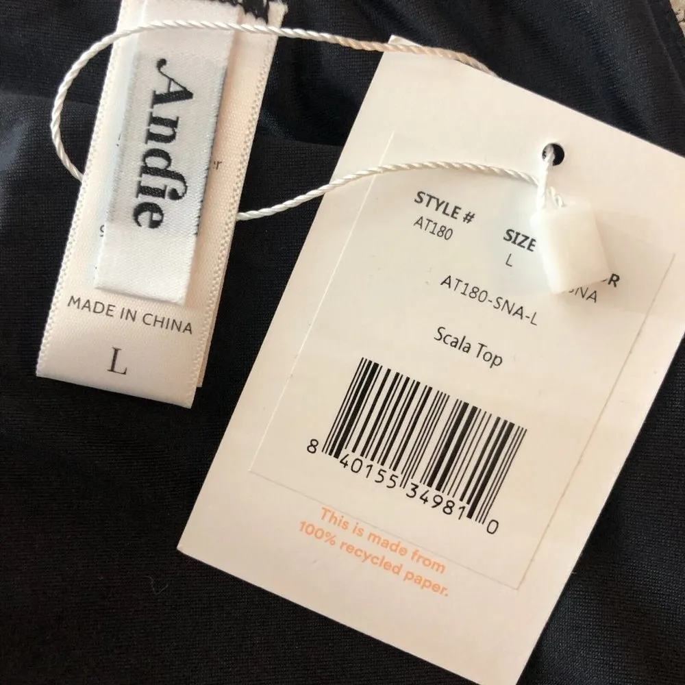 Andie Swim The Scala Bikini Top Removable Cups Strapless V Neck Snake Print L - Image 4