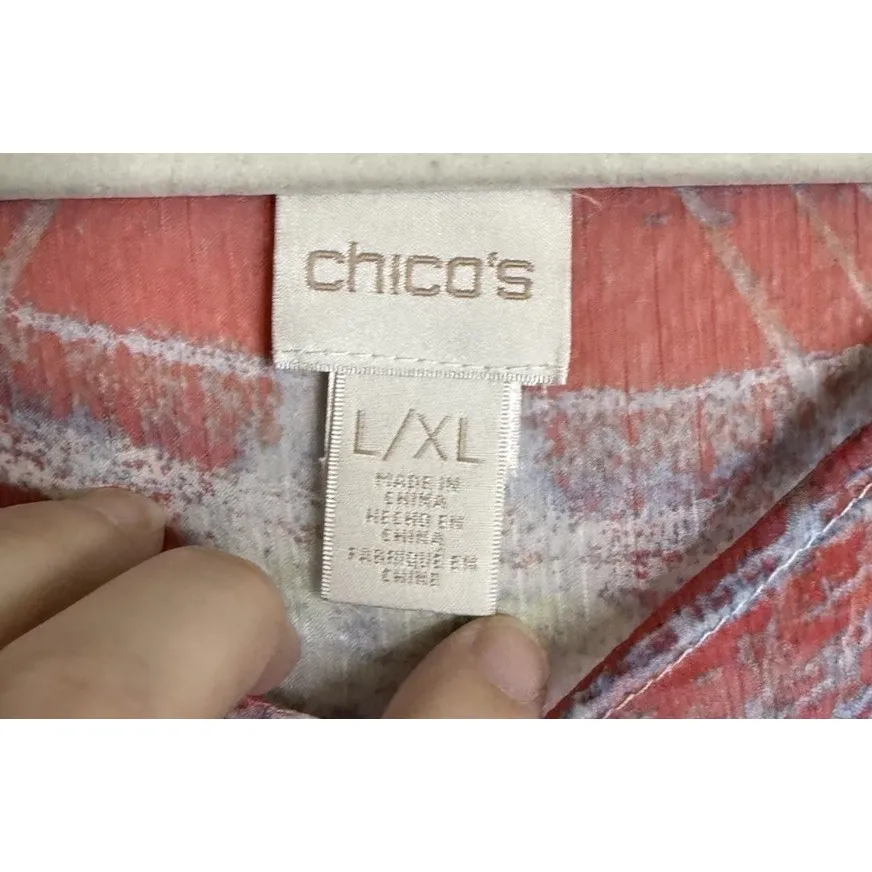 Chicos L/XL Colorful Artsy Poncho‎ Blouse Top Preppy Boho Hippie Western Travel - Image 3