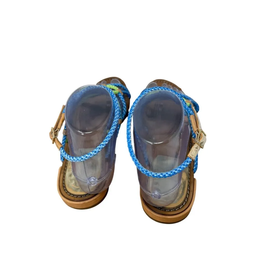 Stuart Weitzman Cordy Rope Braided Blue Green Sandals Preppy Vacation Womens 7 - Image 3