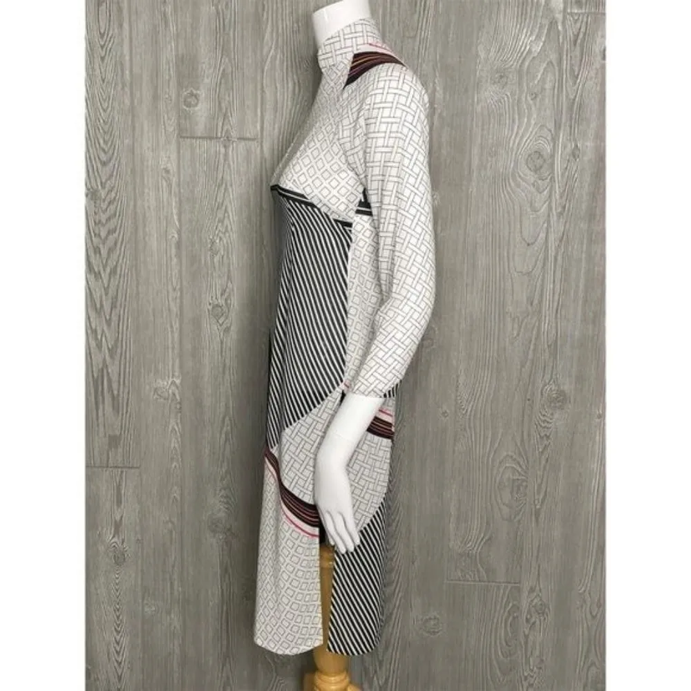 Vintage 70s chiffon snap shirt flowy sheer art deco style unique shirt dress cov White - Image 4