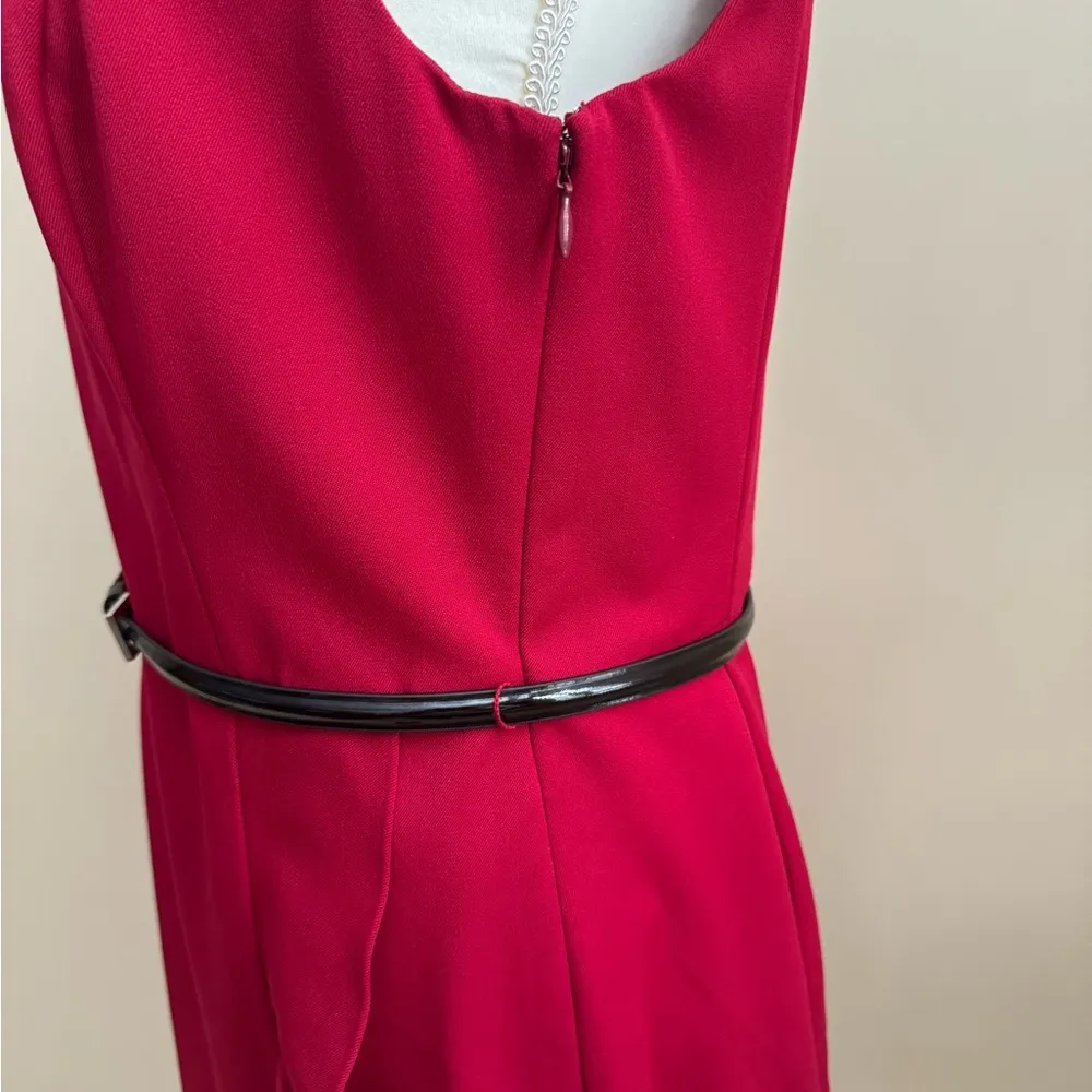 NWT  Sleeveless Belted Dress in Dark Red - Image 8