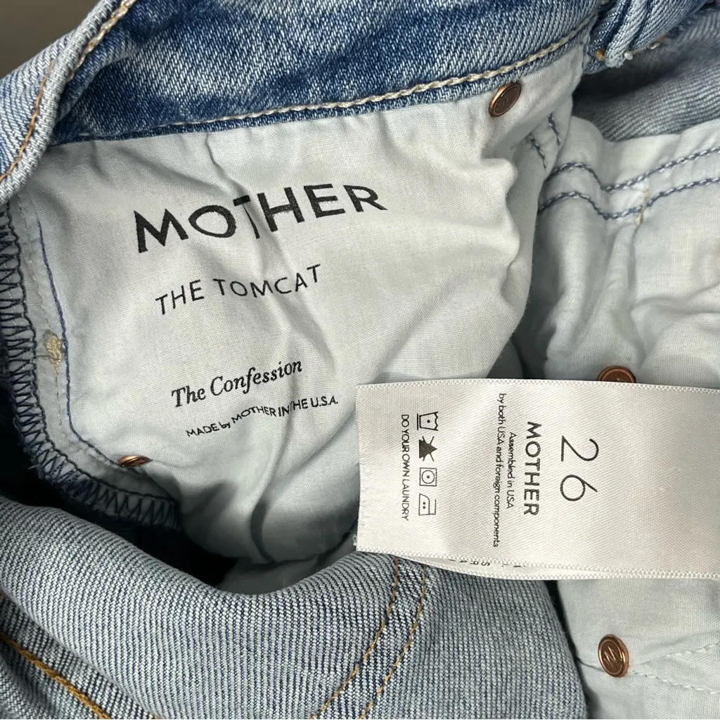 Mother Superior The Tomcat High Waisted Straight Crop Jeans Blue Size 26 - Image 6