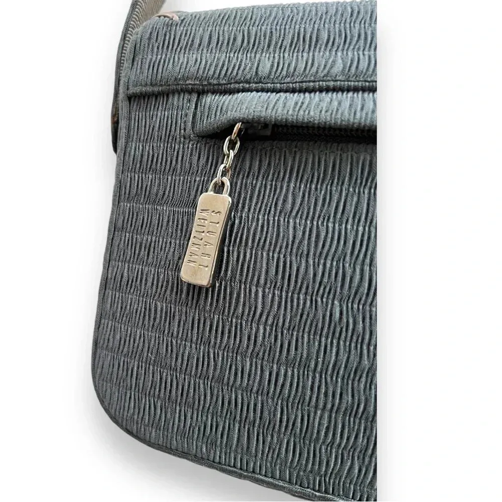 Stuart Weitzman  Handbag Solid Green Textured Shoulder Bag Purse with Dust‎ Bag - Image 4