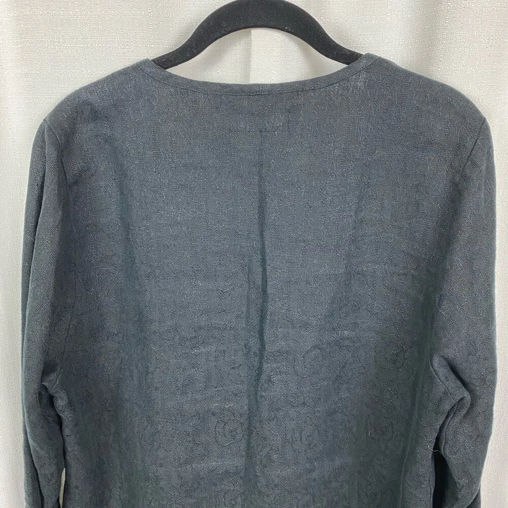 FLAX Black Linen Long Sleeve Blouse Sz.S - Image 9